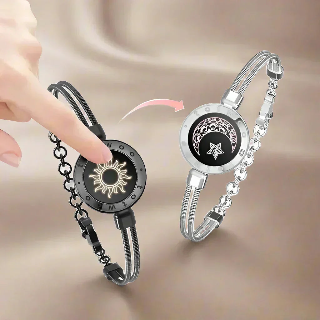 AuroraBond Duo-Armbänder — Synchronisiertes Paar für Fernbeziehungen mit berührungsaktiviertem Licht und Vibration
