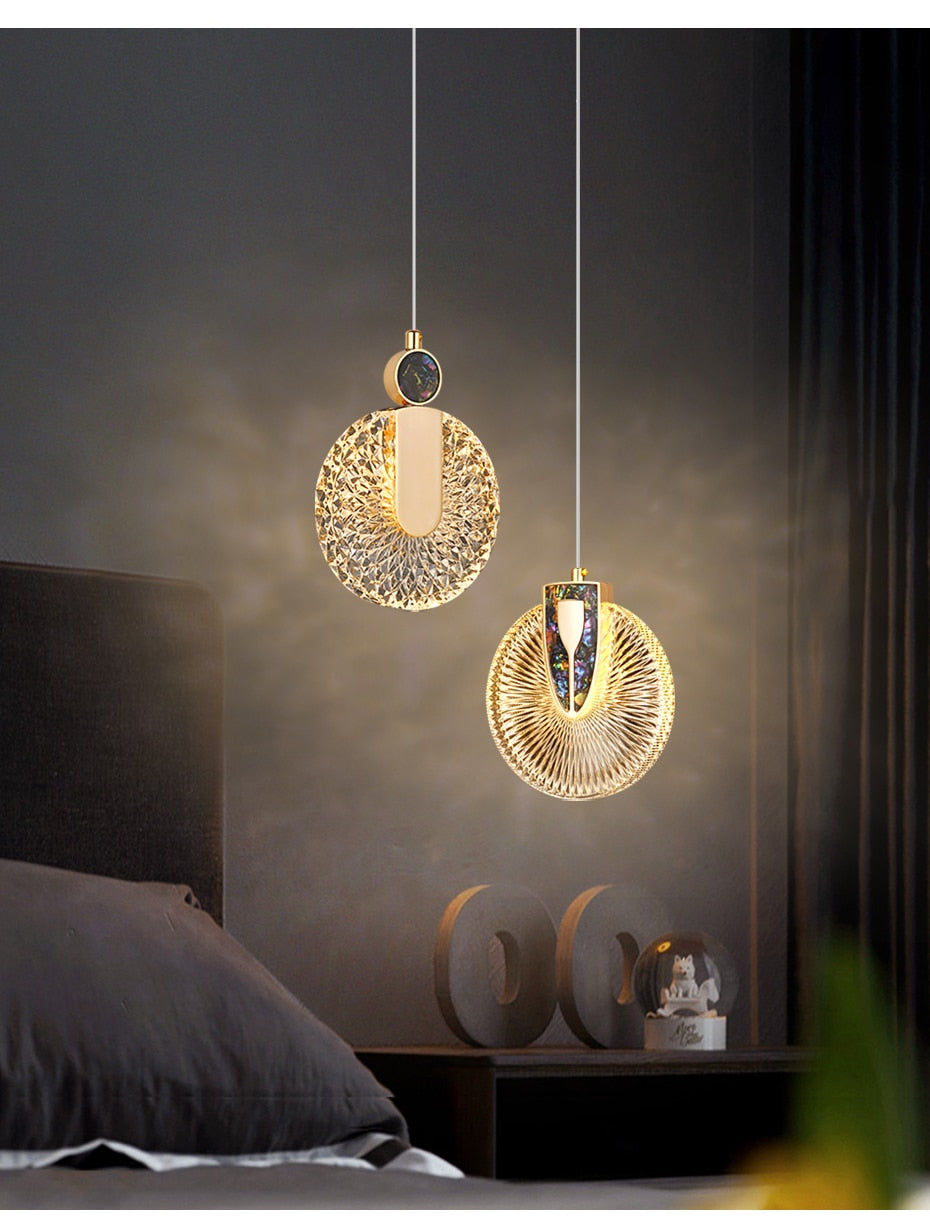 Aurelia Gold LED-krystallpendellampe — rund taklampe - Desfino