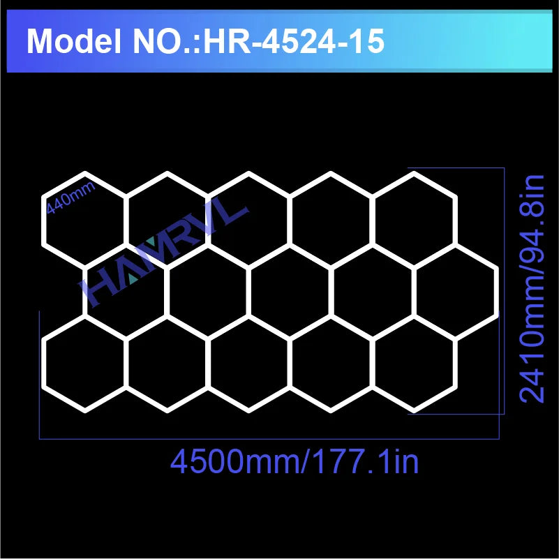 Lampe LED hexagonale de garage HAMRVL 110-240V, tube de 440mm | Desfino
