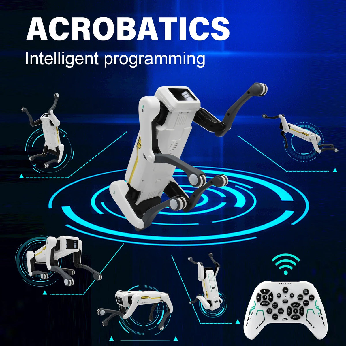 Câine robot AI programabil — control vocal, prin smartphone și infraroșu - Desfino
