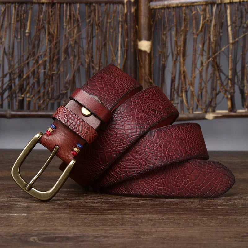 Ceinture en cuir de vache Kestrel de 1.5 in (3.8 cm) — Motif gaufré - Desfino