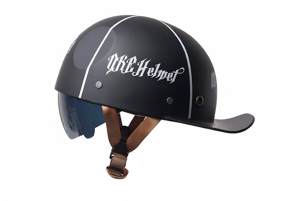 Retro-Halbschalenhelm im Baseball-Cap-Stil mit ausziehbarer Innenlinse - Desfino