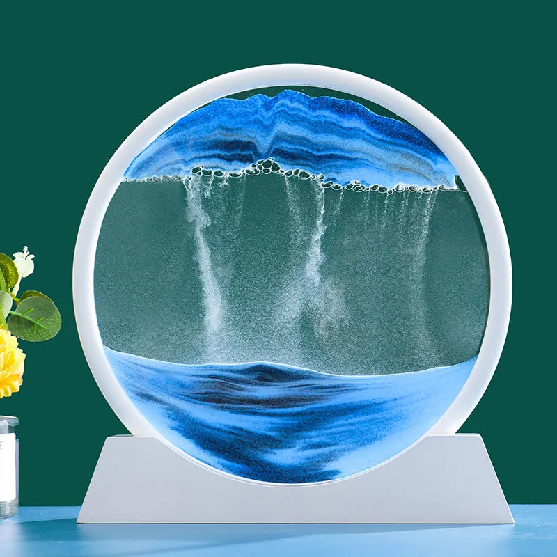3D kinetisk sandkunst i timeglass — landskap i bevegelse - Desfino