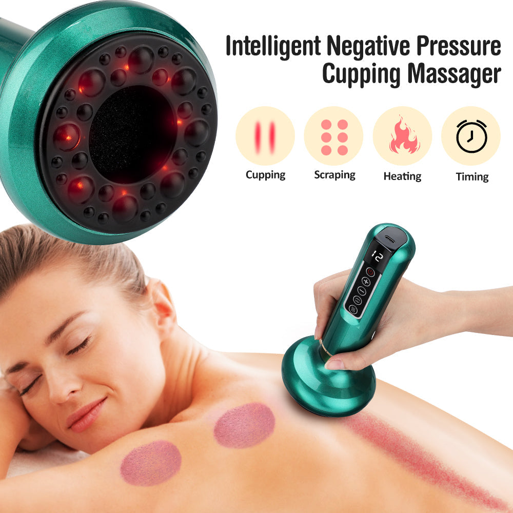NovaFlow masážní přístroj 3v1 s baňkováním — podtlak, gua sha a teplo - Desfino