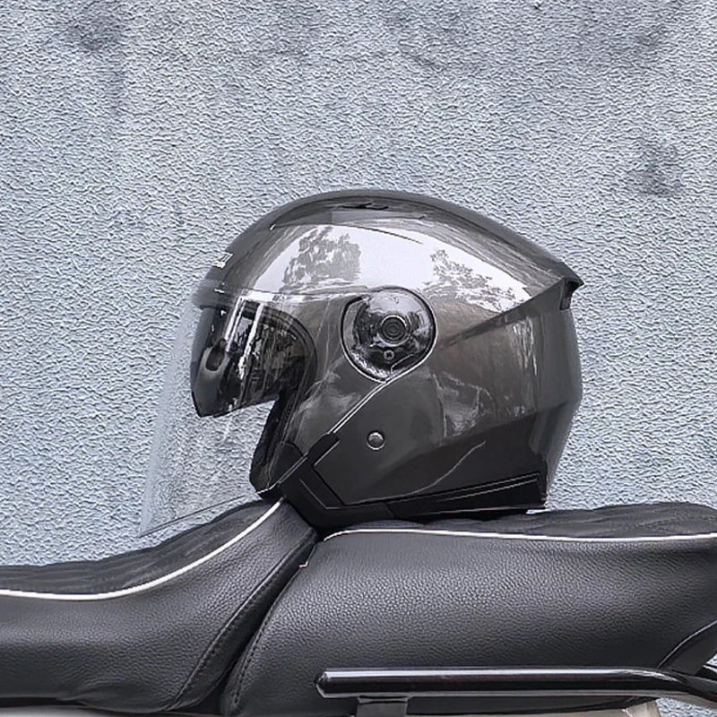 Casque de moto léger 3/4 - double visière, écran transparent, pare-soleil - Desfino