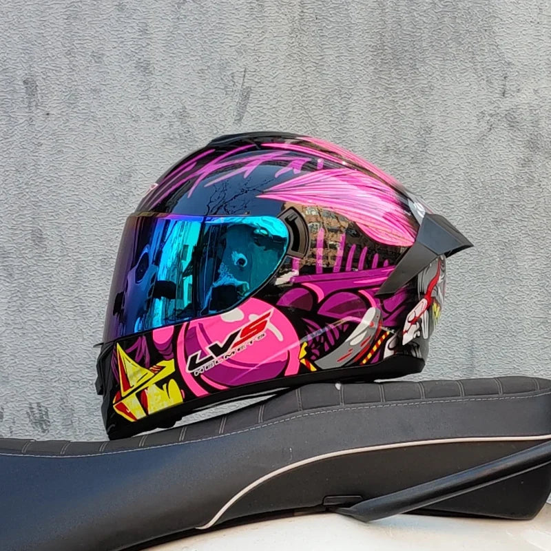Casque de moto intégral LVS-701 — chaleur hivernale, double visière - Desfino