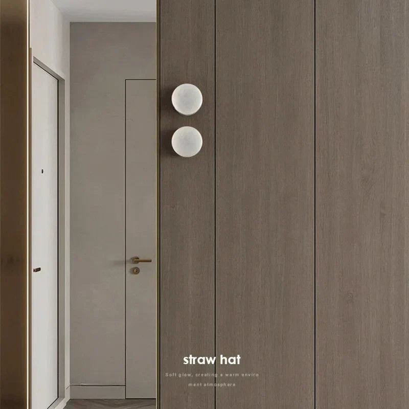 Round Natural Marble LED Wall Sconce — Warm Glow Light - Desfino