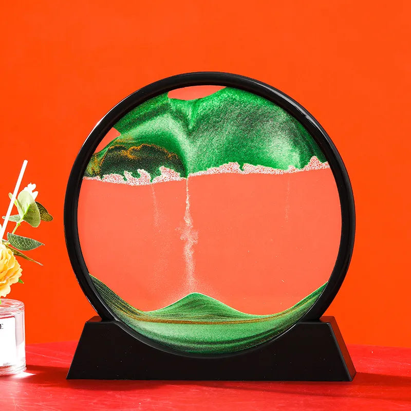 AureaFlow Glass Hourglass — Kinetic 3D Sand Motion, Clear Enclosure