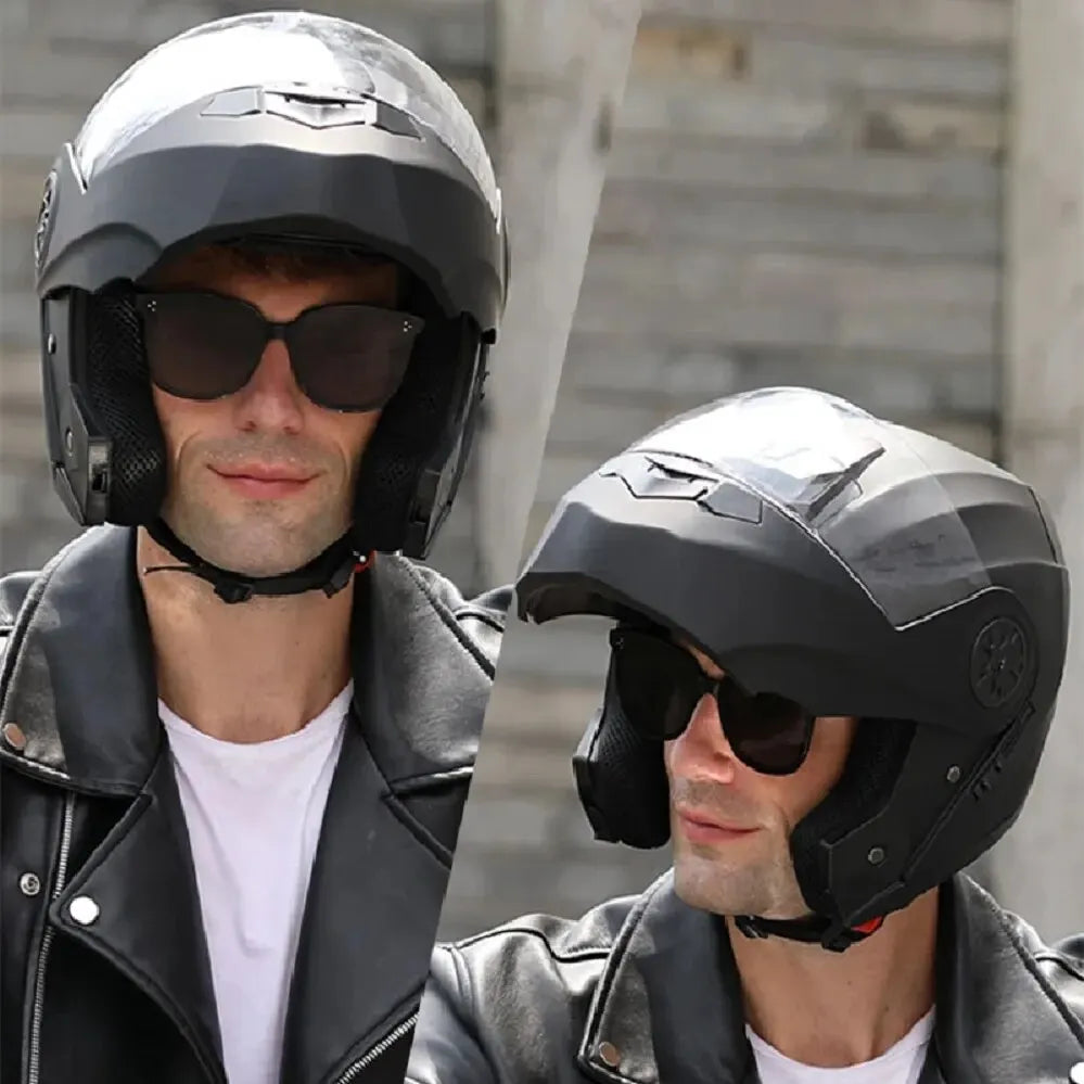 Cască modulară de motocicletă, certificată DOT - protecție integrală rabatabilă, viziere duble - Desfino