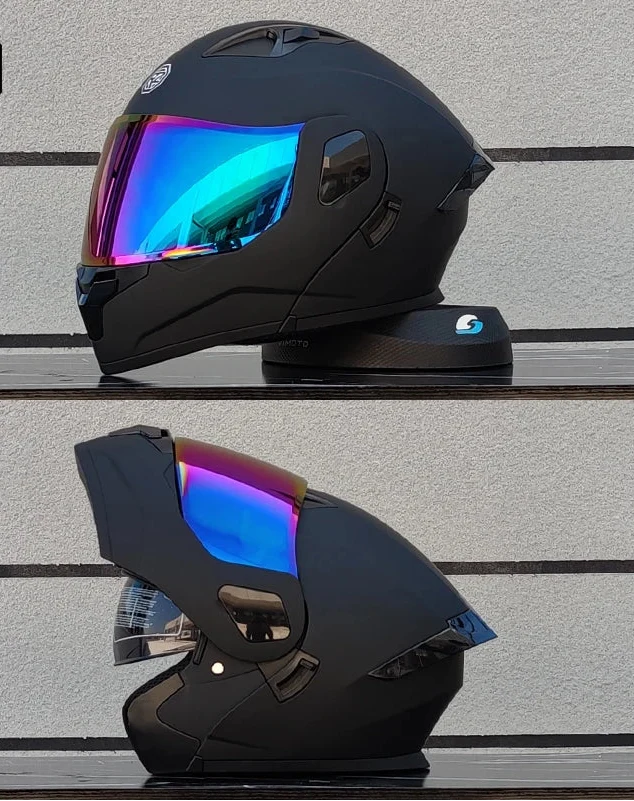 Casque intégral modulable relevable certifié DOT — Double visière, coque en ABS/PC - Desfino