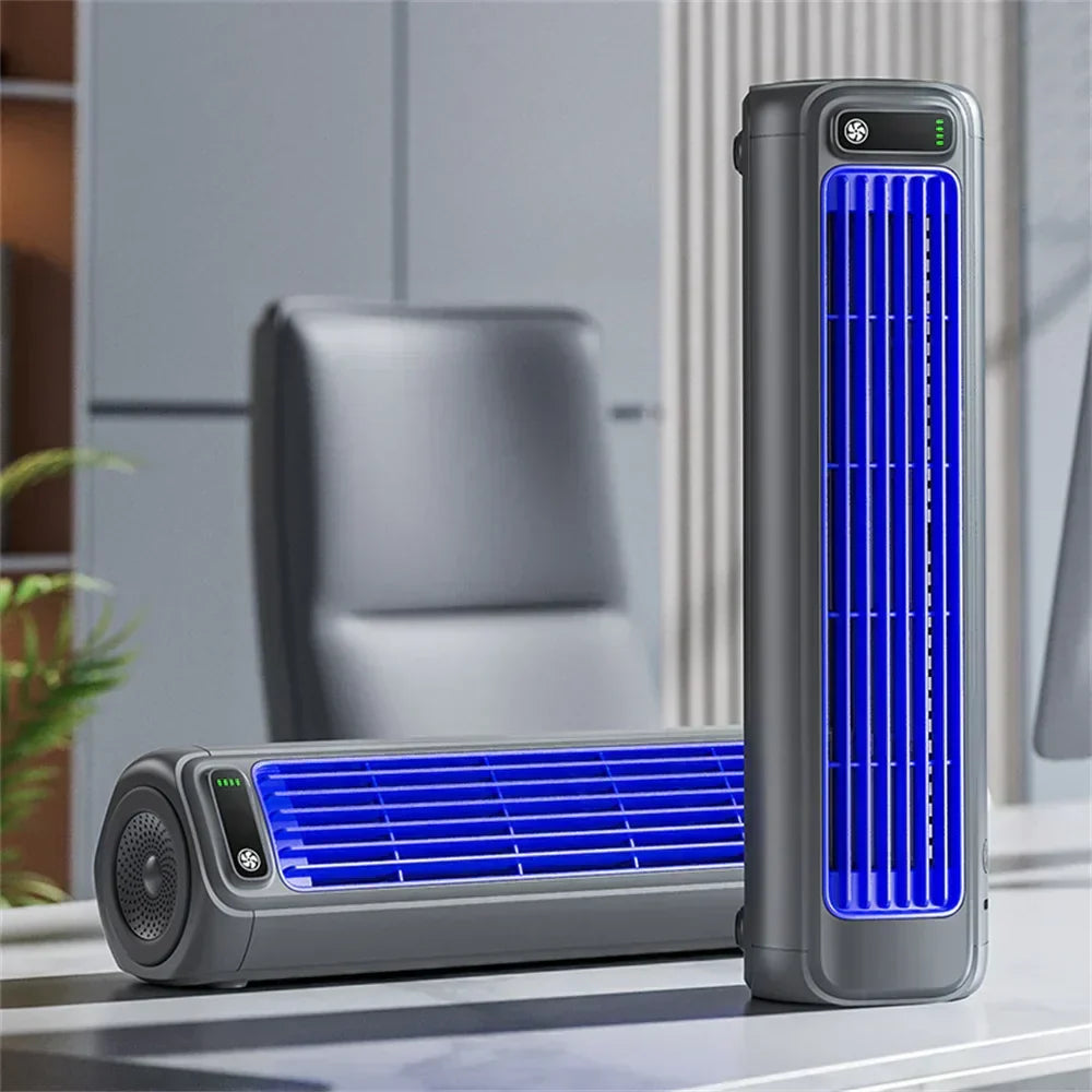 Refrigerador portátil sem pás BreezeOriel — carregamento USB, 3 velocidades, silencioso - Desfino