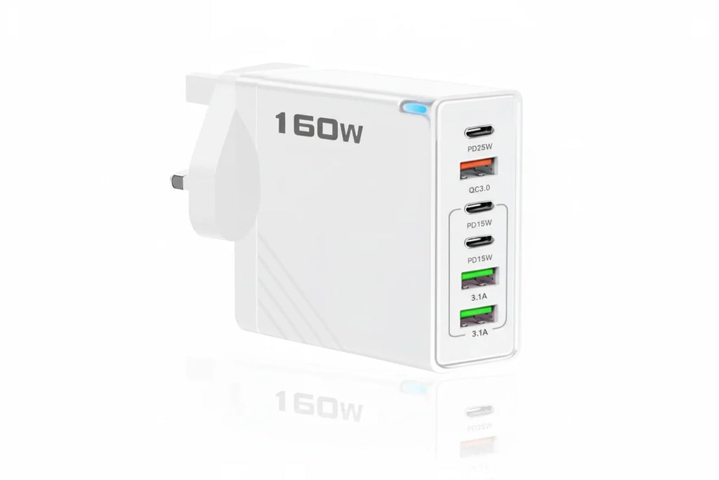 Estação de carregamento rápido USB-C Power Delivery de 160W com 6 portas - Desfino