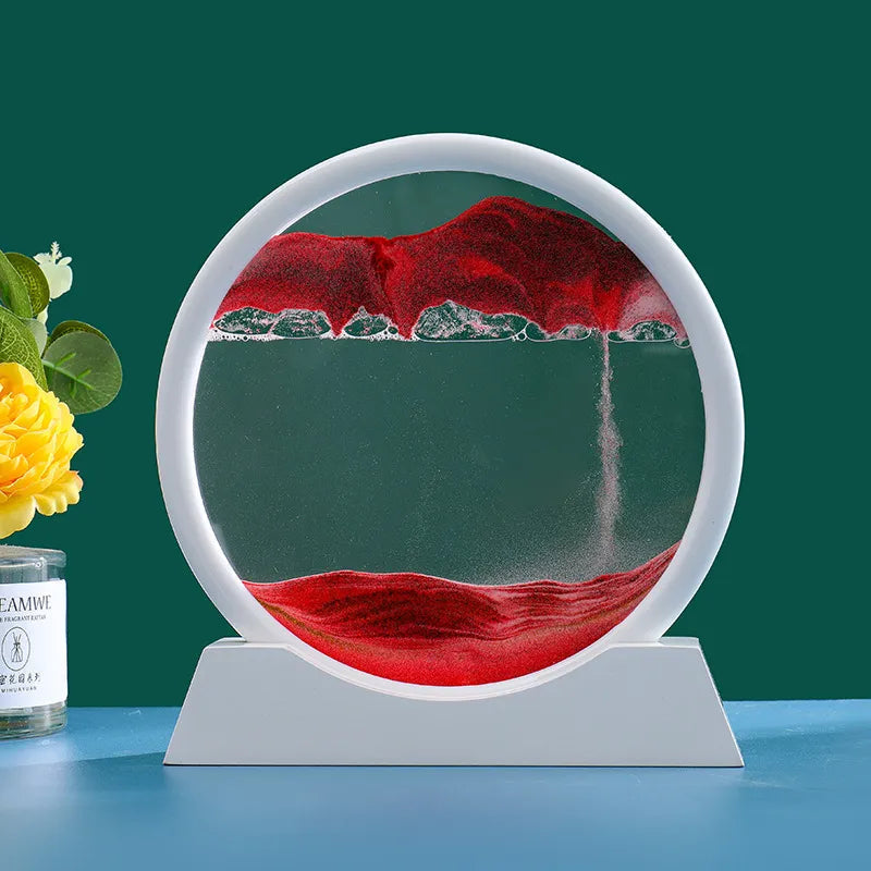 AureaFlow Glass Hourglass — Kinetic 3D Sand Motion, Clear Enclosure