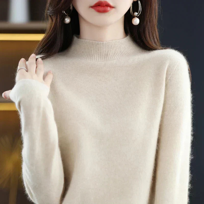 Damski dopasowany sweter AstraWeave — 100% australijskiej wełny merynosów extrafine - Desfino