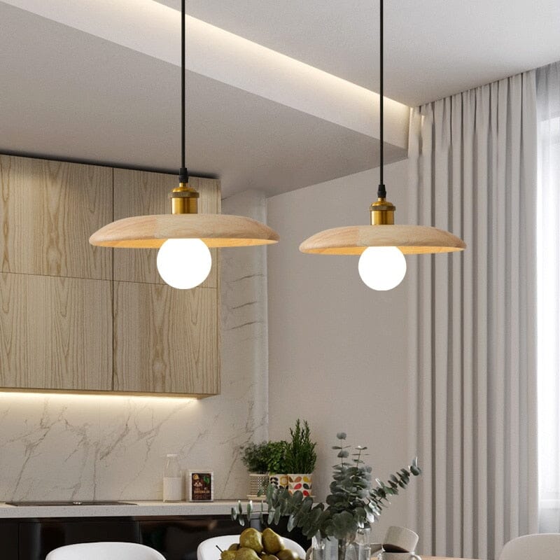 Lumină suspendată din lemn de stejar nordic LumaNord — design cu o strălucire caldă - Desfino