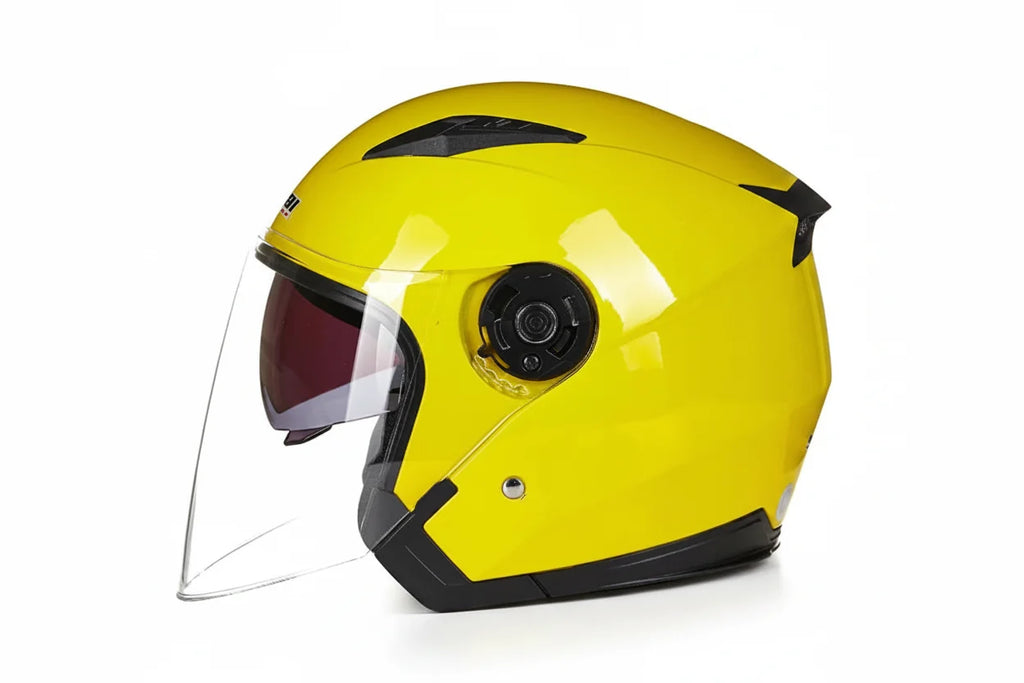 DOT-gecertificeerde motorhelm met halve schaal en dubbel vizier — lichtgewicht ABS-schaal | Desfino