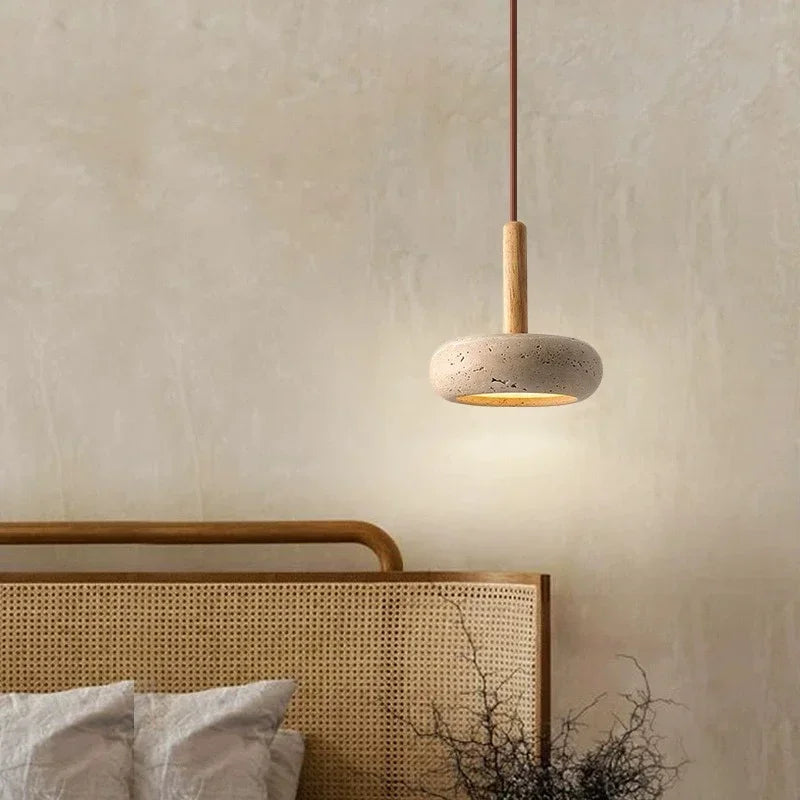 LumaStone mini-hanglamp van travertijn — led-plafondlamp - Desfino