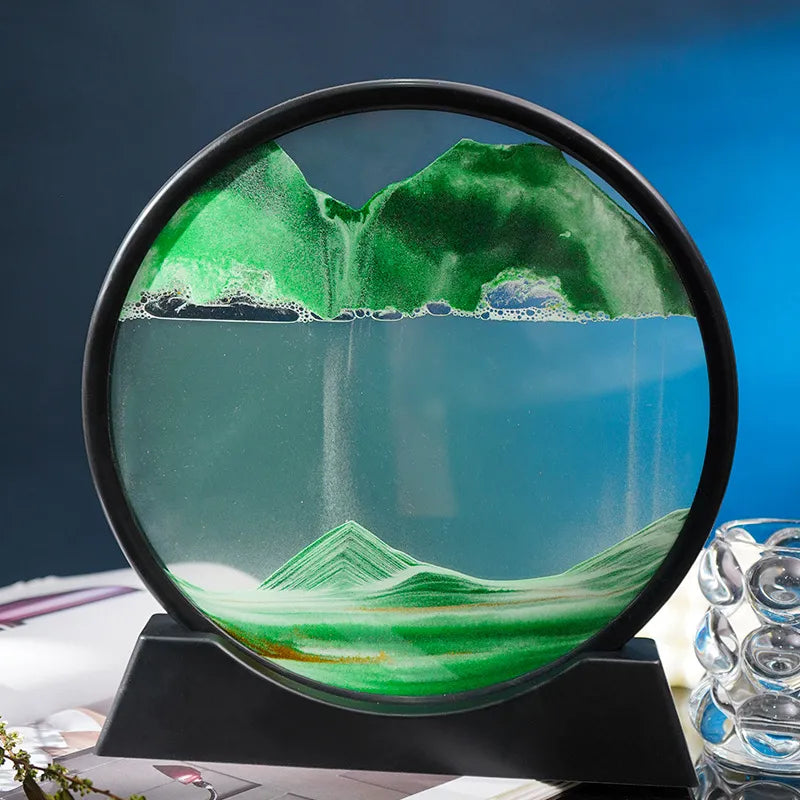 3D kinetisk sandkunst i timeglass — landskap i bevegelse - Desfino