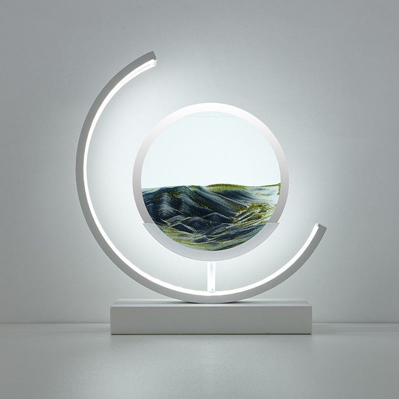 Lámpara lunar LumaMotion — Decoración de arte con arena en movimiento LED dentro de una cubierta de vidrio - Desfino
