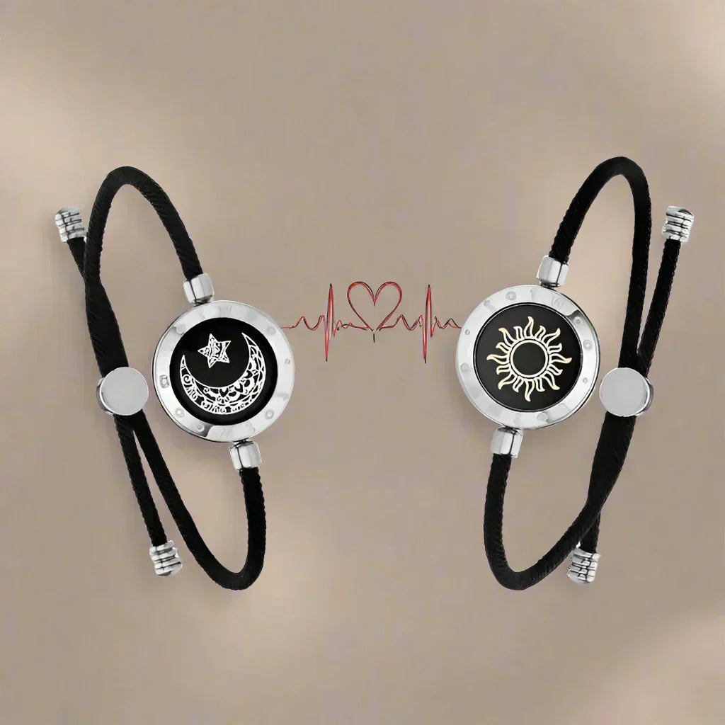 AuroraBond Duo-Armbänder — Synchronisiertes Paar für Fernbeziehungen mit berührungsaktiviertem Licht und Vibration