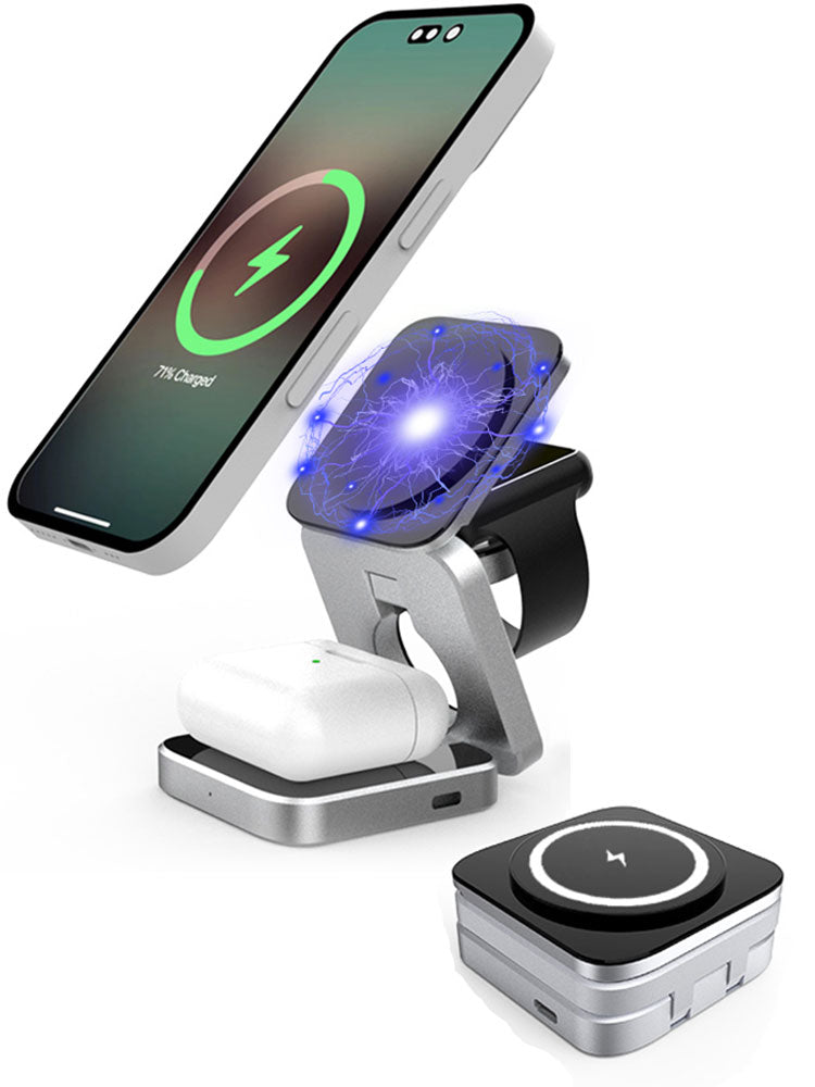 3合1 30W磁吸折叠无线充电器，适用于iPhone和AirPods - Desfino