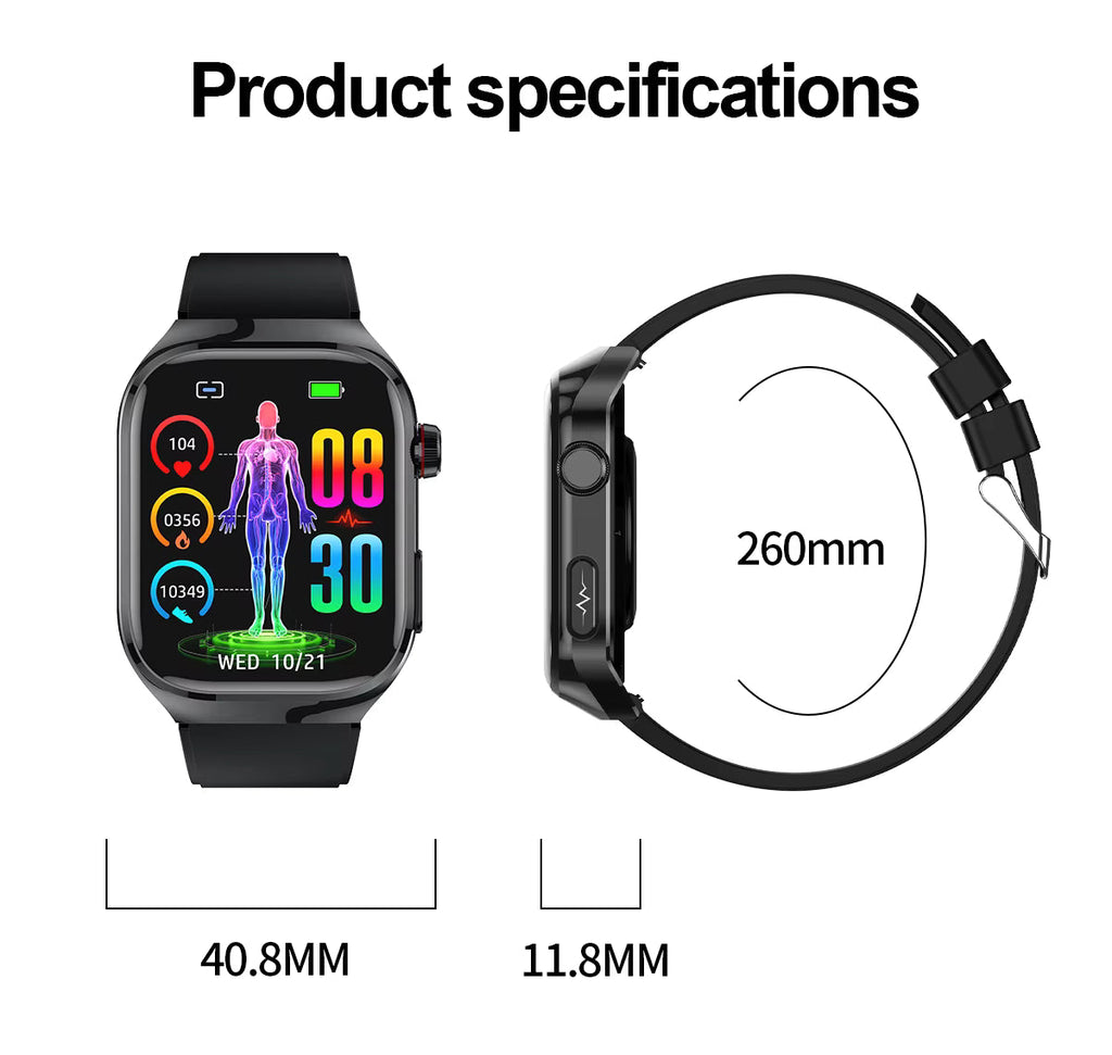 NexaPulse-smartwatch — Blodsukker, EKG, urinsyre og Bluetooth - Desfino