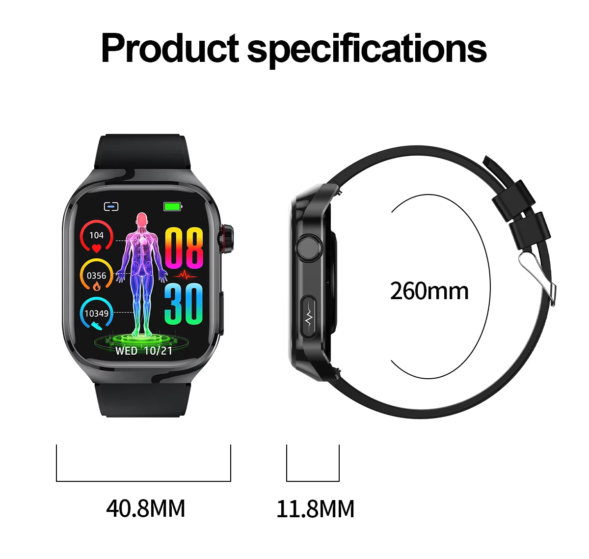 NexaPulse Smartwatch — Blood Sugar, ECG, Uric Acid & Bluetooth - Desfino
