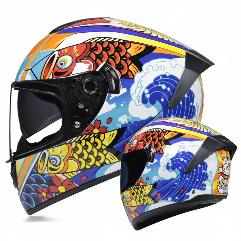 Capacete Integral de Competição para Motociclismo com Viseira Dupla e Certificação DOT - Desfino