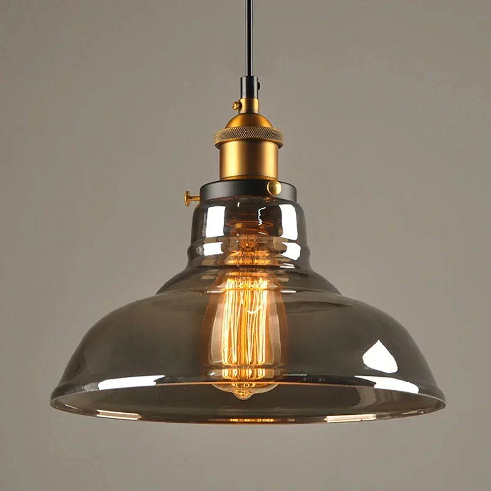 NovaGlass vintage ipari függőlámpa — retro üveg búra - Desfino