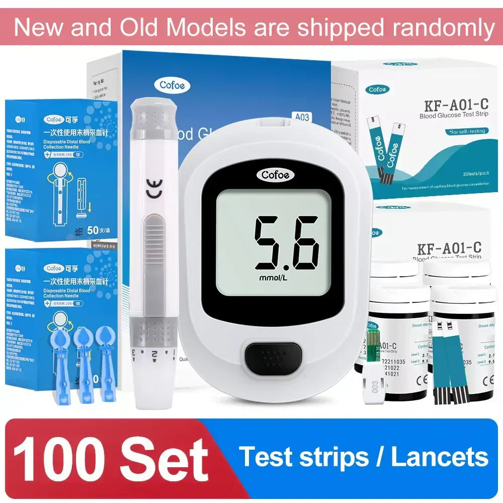 AzureGuard Blue Blood Glucose Monitor Kit — Compact Meter, Strips and Lancets