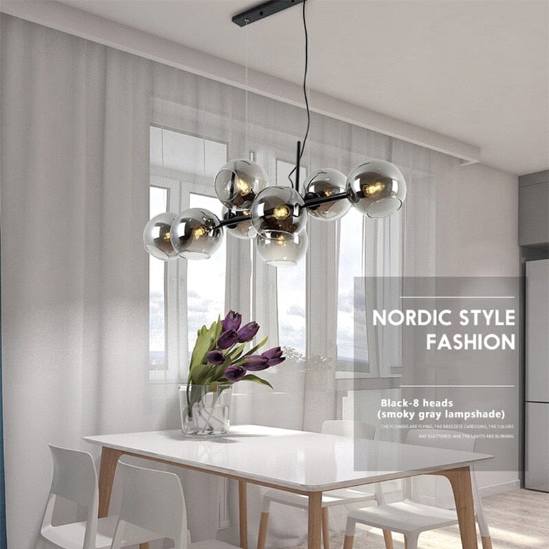 Żyrandol bąbelkowy Aveline — wisząca lampa LED 56W w kolorze czarno-złotym, 40 x 110cm - Desfino