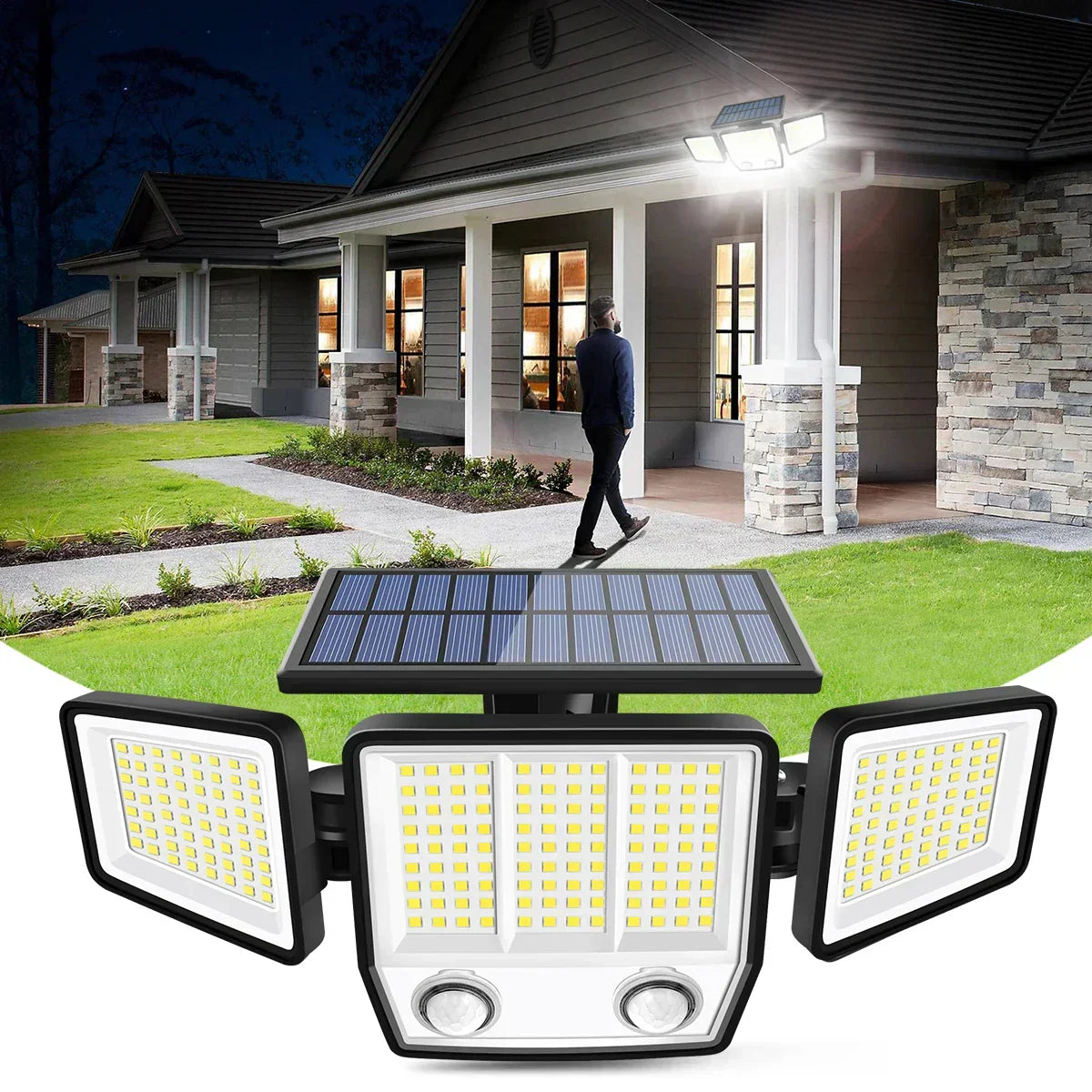 Luz solar de movimiento SolaraBeam de tres cabezales — Cobertura de 270 grados - Desfino