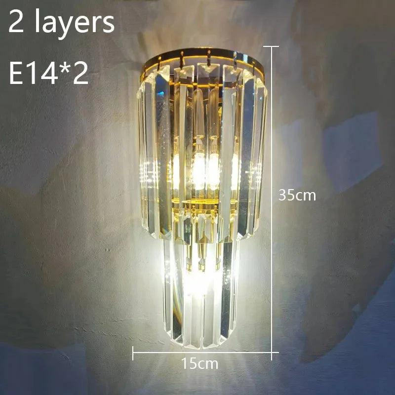 Lunara kristallen pilaarwandlamp - elegante, gebroken gloed - Desfino