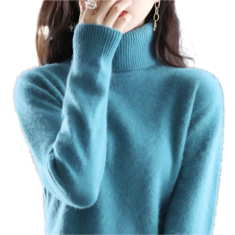 Suéter de cuello alto para mujer AuroraWeave, 100% cachemira — Tejido ligero - Desfino