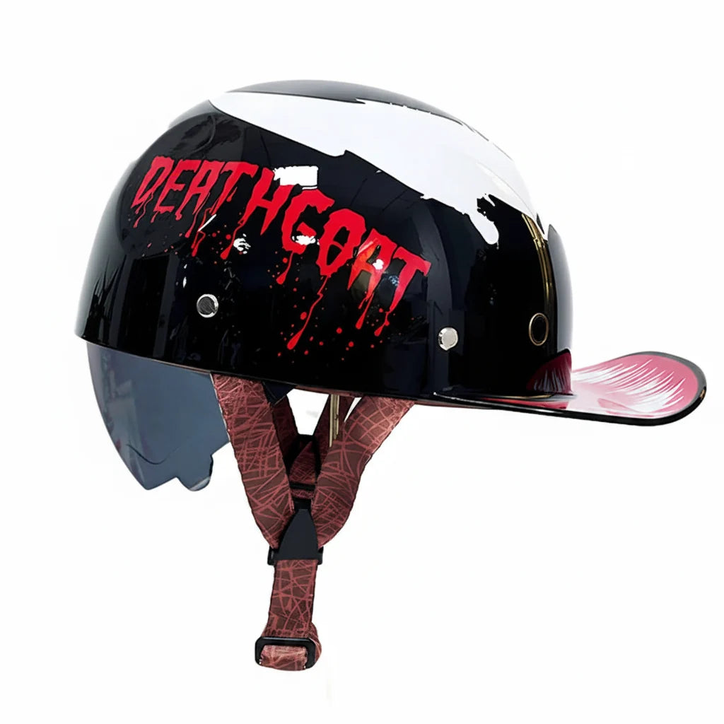 Retro-Halbschalenhelm im Baseball-Cap-Stil mit ausziehbarer Innenlinse - Desfino
