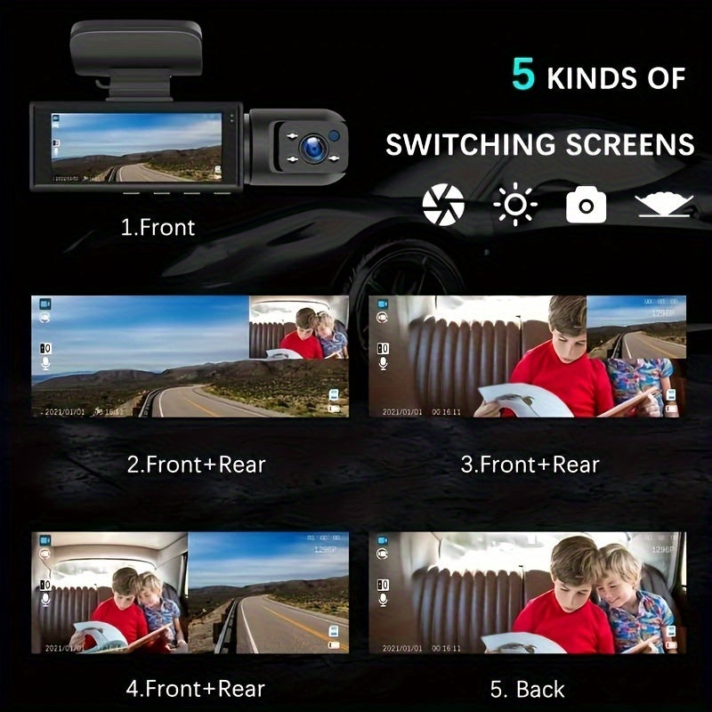 NovaSight DuoCam kamera samochodowa 1080P — podwójny widok z przodu i wewnątrz - Desfino
