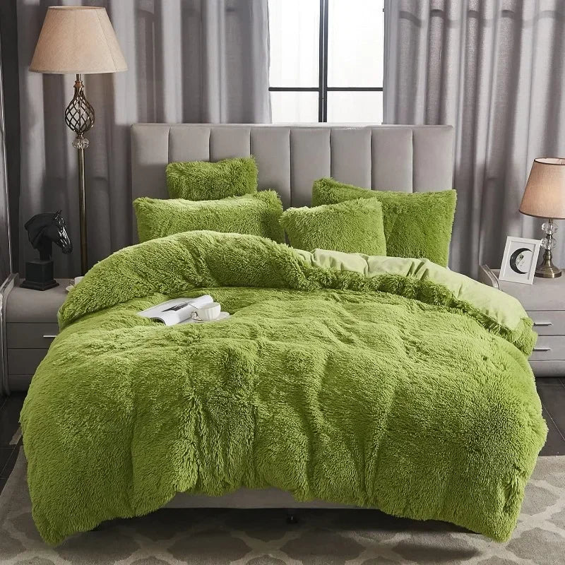 Capa de edredão de veludo Silvara — Roupa de cama aconchegante em pelo sintético macio - Desfino