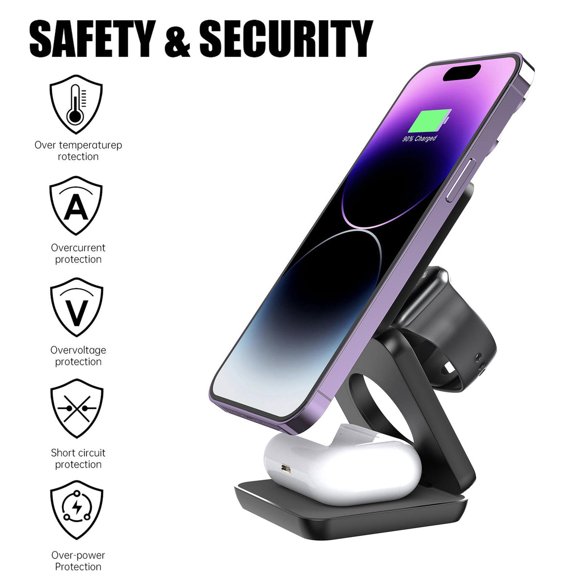 NovaCharge 3-in-1 Magnetic Charger — iPhone, AirPods & Watch | Desfino