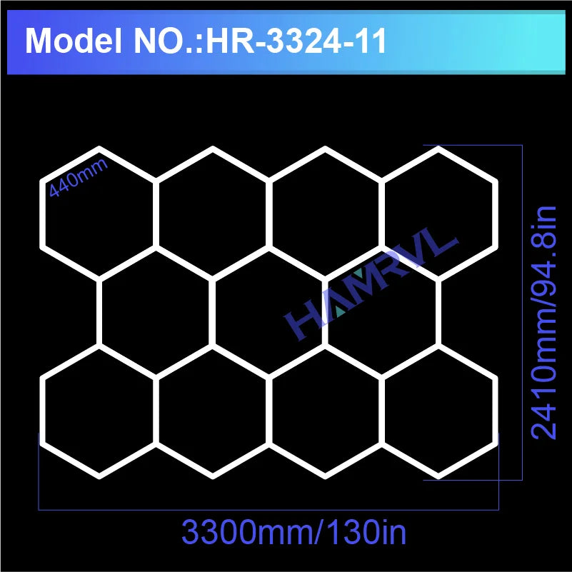 Lampe LED hexagonale de garage HAMRVL 110-240V, tube de 440mm | Desfino