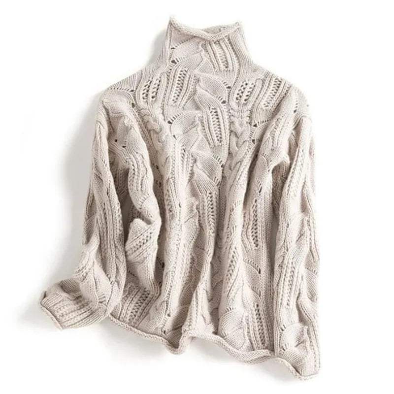 LioraWeave Strickpullover mit hohem Kragen — Weich und kuschelig warm - Desfino