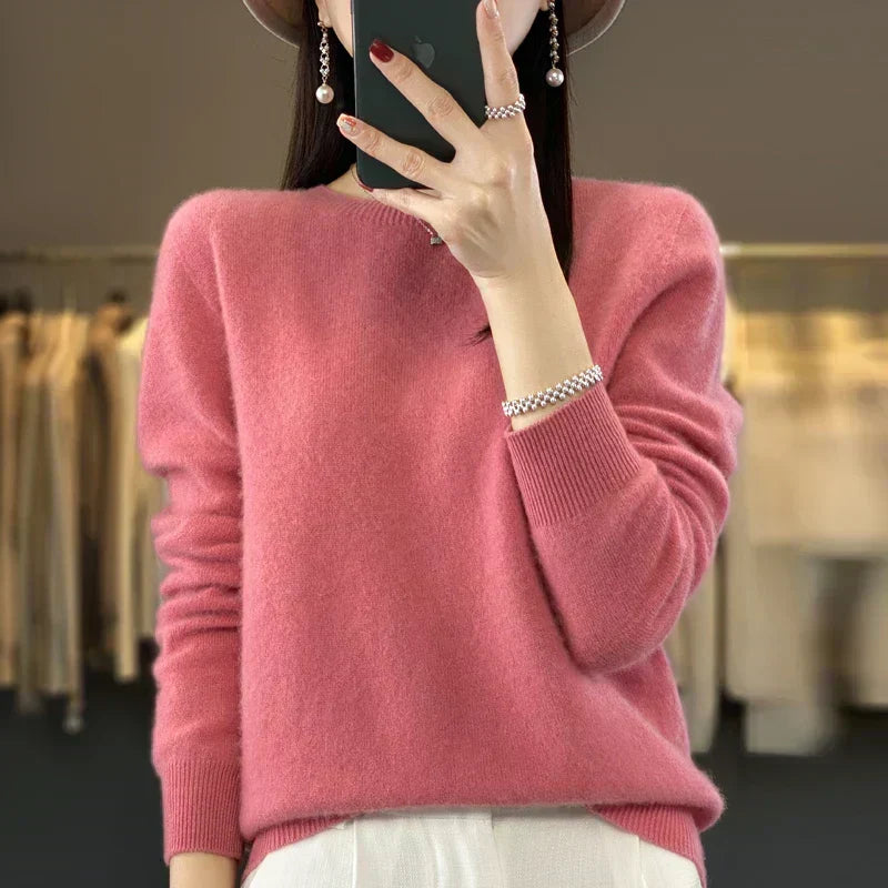 Aurelia Luxe 女士柔软美利奴羊毛圆领套头毛衣 - Desfino
