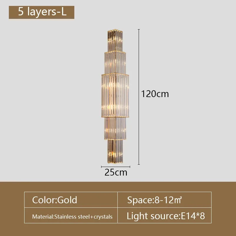 Lunara kristallen pilaarwandlamp - elegante, gebroken gloed - Desfino