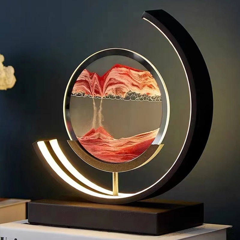 DuneGlow Sandscape Table Lamp — Moving Sand Landscape - Desfino