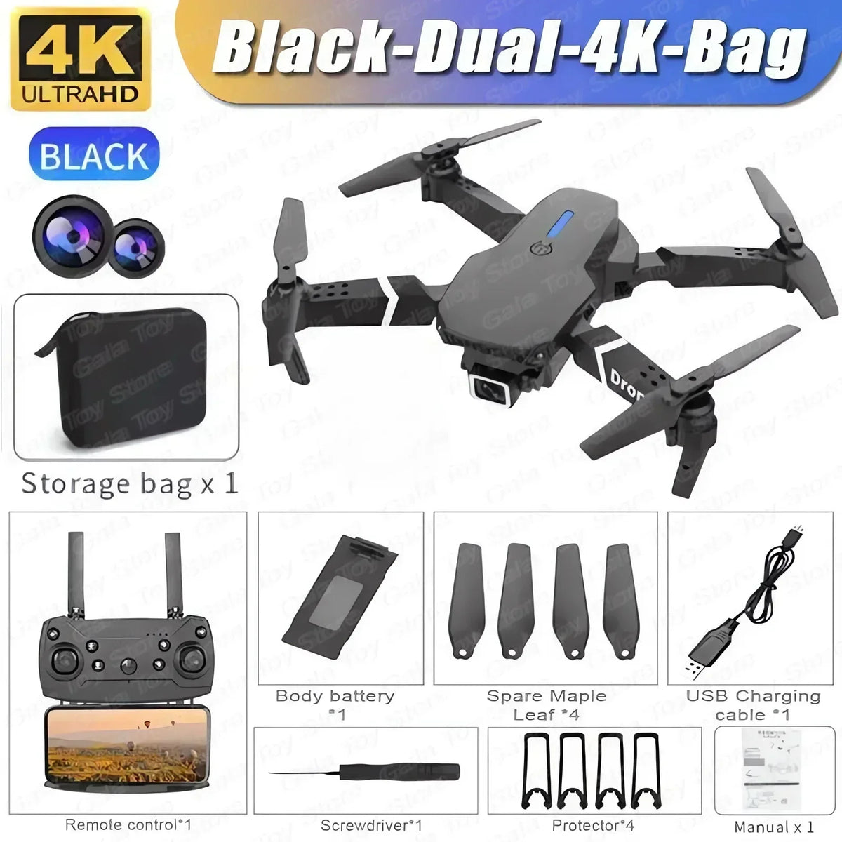 רחפן E88 Pro מתקפל עם WiFi ו-FPV — מצלמת HD, שמירת גובה - Desfino