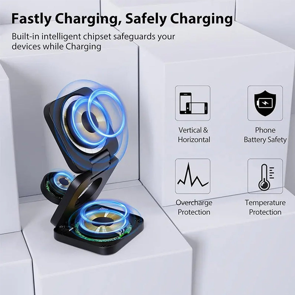 NovaCharge 3-in-1 Magnetic Charger — iPhone, AirPods & Watch | Desfino