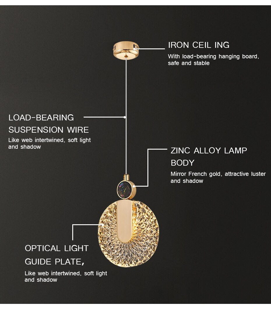 Aurelia Gold LED-Pendelleuchte – runde Kristall-Hängeleuchte