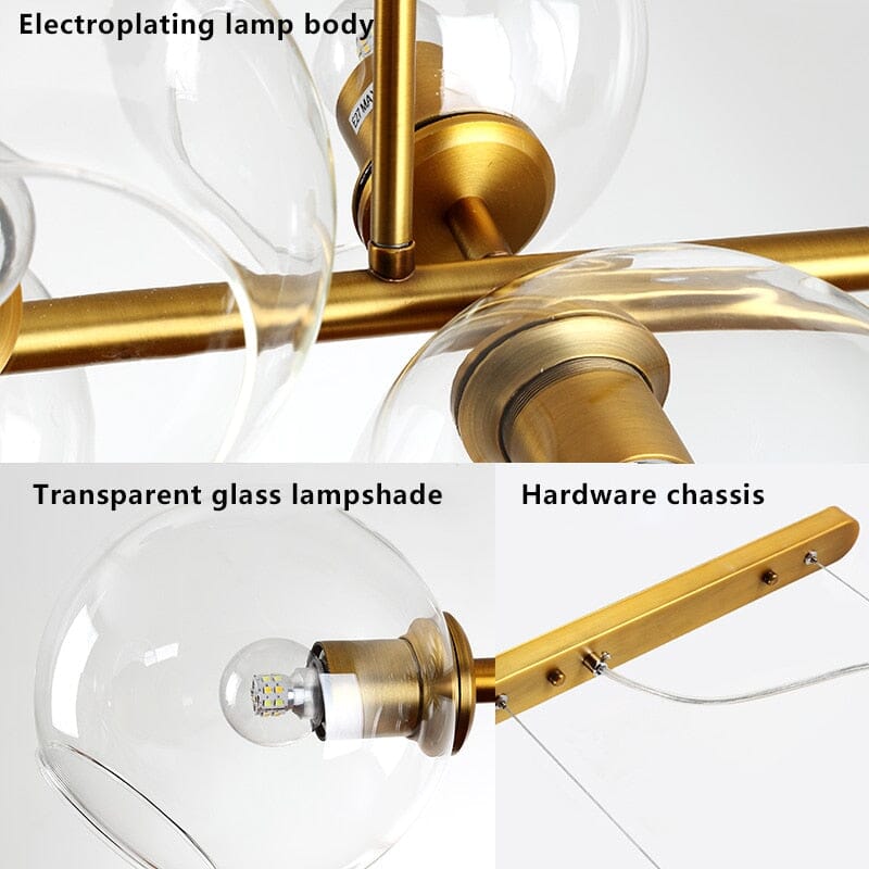 Aveline-bubbelkroonluchter — zwarte en gouden hanglamp van 56 W, 40 x 110cm - Desfino
