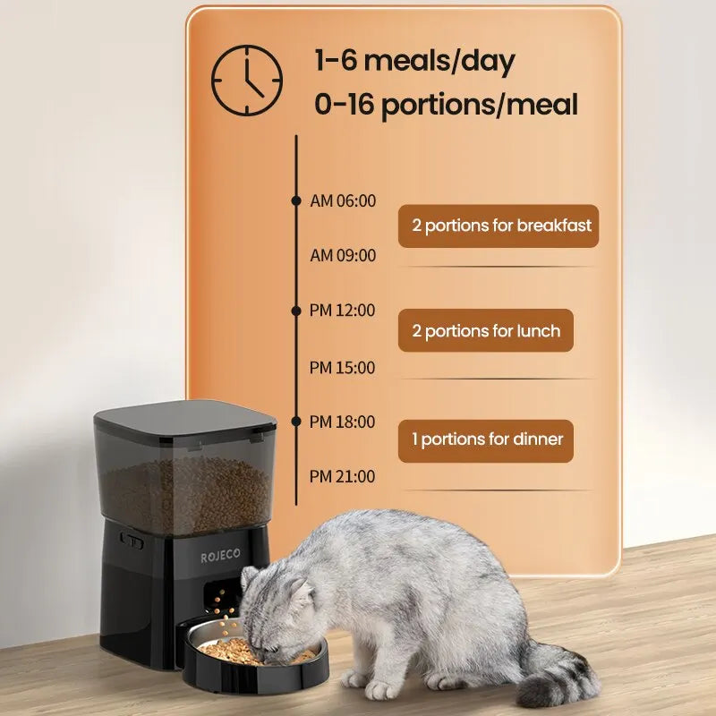 Automatische voerbak voor droogvoer — lcd-timer, porties van 50–200g - Desfino