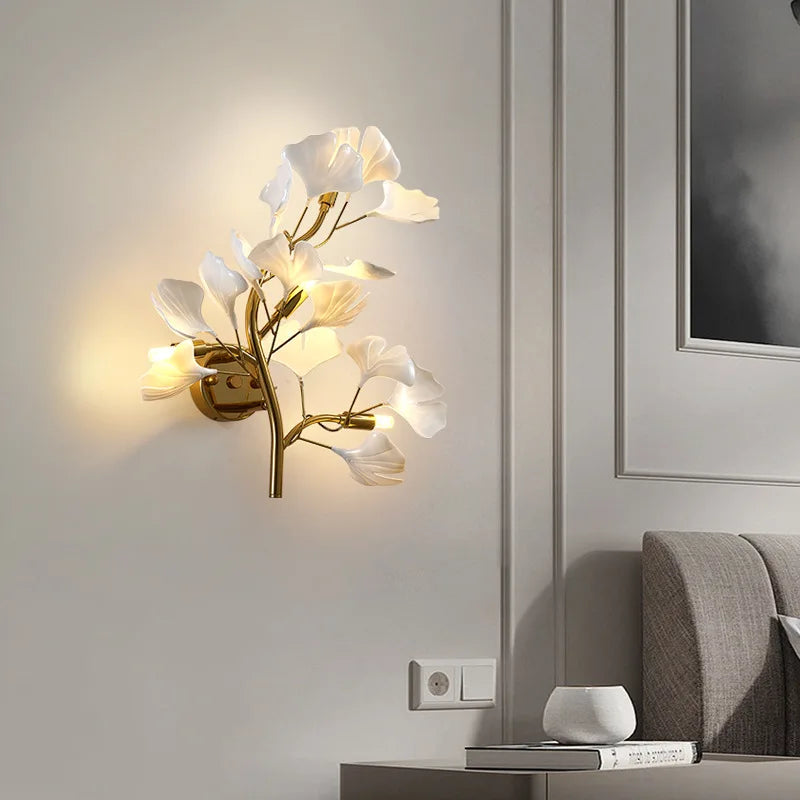 Marisol Jasmine Leaf -seinävalaisin — säädettävä 3000 K/6000 K, neljä LED-valoa - Desfino