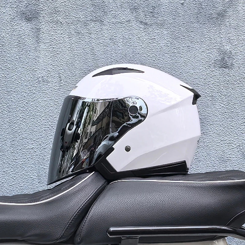 Casque de moto léger 3/4 - double visière, écran transparent, pare-soleil - Desfino